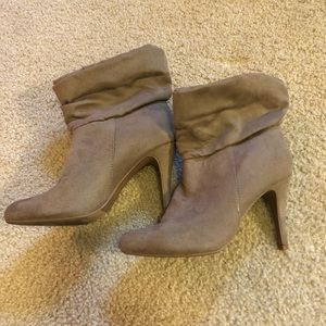 Tan Heeled Slouchy Booties